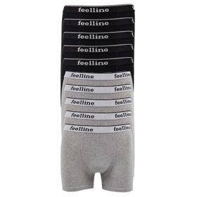 Feelline Siyah ve Gri Pamuklu Doğal Likralı 10 Adet Erkek Boxer