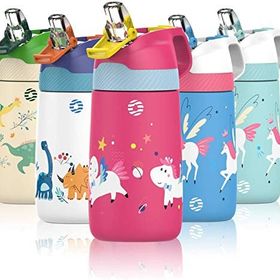 Feijian Pipetli Çift Duvarlı Yalıtımlı 350 ml Çocuk Su Şişesi Matara