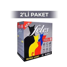 Feles Ultra Light Karbonlu Topaklanan 8 lt 2 Adet Kedi Kumu