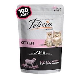 Felicia 100x85 gr Kuzulu Tahılsız Pouch Konserve Yavru Kedi Maması