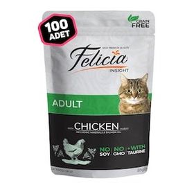 Felicia 100x85 gr Tahılsız Tavuklu Pouch Yetişkin Konserve Kedi Maması