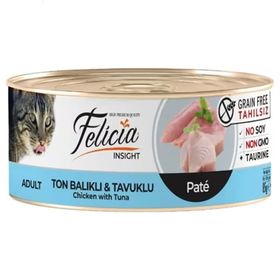 Felicia 12x85 gr Tahılsız Ton Balıklı Tavuklu Kıyılmış Kedi Konservesi
