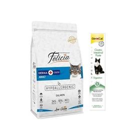 Felicia 2 kg Az Tahıllı Somonlu Yetişkin Kedi Maması+ Gimcat 50 gr Gastro Paste
