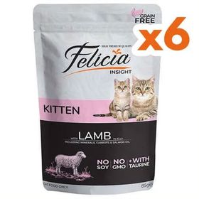 Felicia 6x85 gr Pouch Kitten Kuzu Etli Yavru Tahılsız Kedi Yaş Maması