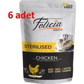 Felicia 6x85 gr Tahılsız Tavuklu Pouch Kısırlaştırılmış Kedi Konservesi