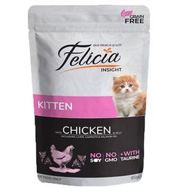 Felicia 85 gr Jöle İçinde Tavuklu Taurinli Tahılsız Yavru Kedi Konservesi