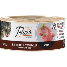Felicia 85 gr Kıyılmış Tavuklu ve Biftekli Yetişkin Kedi Konservesi