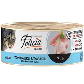 Felicia 85 gr Kıyılmış Ton Balıklı ve Tavuklu Yetişkin Kedi Konservesi