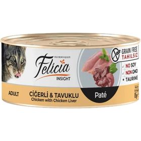 Felicia 85 gr Tahılsız Ciğerli Tavuklu Kıyılmış Yetişkin Kedi Konservesi