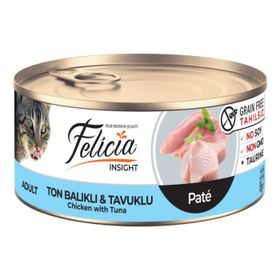 Felicia 85 gr Tahılsız Kıyılmış Ton Balıklı Tavuklu Yaş Kedi Maması