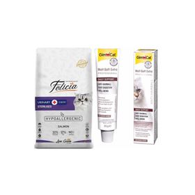 Felicia Az Tahıllı Sterilised Kısırlaştırılmış Somonlu 2 kg Hypoallergenic Kedi Maması + Gimcat 20 gr Malt