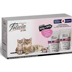 Felicia Düşük Tahıllı Hipoalerjenik Kuzu Etli Anne ve Yavru Kedi Maması 500+500 Gr