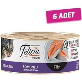 Felicia Fileto Somonlu Tahılsız 6x85 gr Kısırlaştırılmış Kedi Konservesi