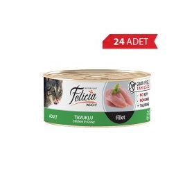 Felicia Fileto Tavuklu Tahılsız 85 gr 24 Adet Yetişkin Kedi Konservesi