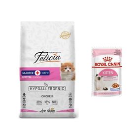 Felicia Hypoallergenic Kitten Tavuklu Yavru 12 kg Kedi Mama + Royal Canin Kitten Pouch 85 gr Yaş Mama