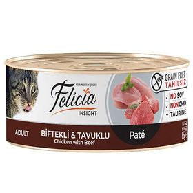 Felicia Insight Biftek ve Tavuk Etli Kıyılmış Tahılsız 85 gr Kedi Konservesi