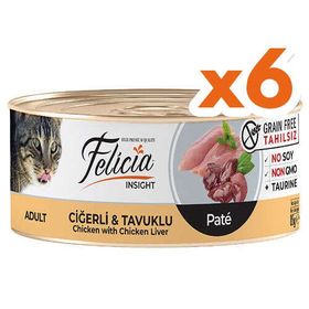Felicia Insight Ciğer ve Tavuk Etli Kıyılmış Tahılsız 6x85 gr Kedi Konservesi