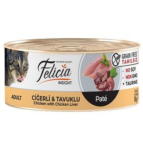 Felicia Insight Ciğer ve Tavuk Etli Kıyılmış Tahılsız 85 gr Kedi Konservesi