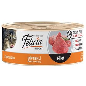 Felicia Insight Sterilised Biftek Etli Fileto Tahılsız 85 gr Kısırlaştırılmış Kedi Konservesi