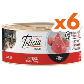 Felicia Insight Sterilised Biftek Etli Fileto Tahılsız Kısırlaştırılmış 6x85 gr Kedi Konservesi