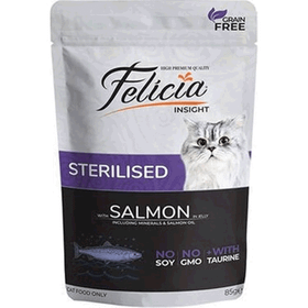Felicia Pouch Sterilised Somon Etli Tahılsız Kısırlaştırılmış 85 gr Kedi Yaş Maması