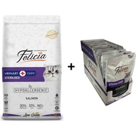 Felicia Sterilised Somonlu 12 kg Kısırlaştırılmış Kedi Maması + 12x85 gr Somonlu Kısır Yaş Mama