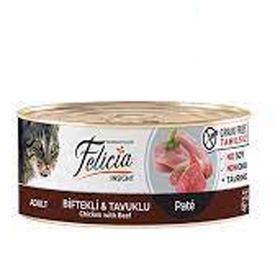 Felicia Tahılsız 24x85 gr Konserve Biftekli-Tavuklu Kıyılmış Yaş Kedi Maması