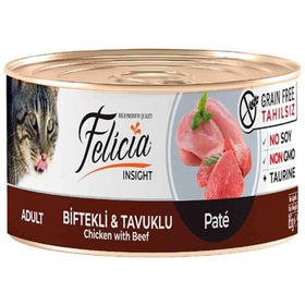 Felicia Tahılsız Biftekli Tavuklu Kıyılmış 24x85 gr Yaş Kedi Maması