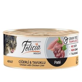 Felicia Tahılsız Ciğerli ve Tavuklu Kıyılmış Konserve 24x85 gr Yetişkin Kedi Maması