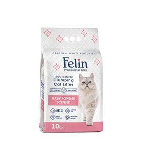 Felin 10 lt Bebek Pudrası Kokulu İnce Taneli Bentonit Kedi Kumu