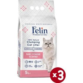 Felin 3x5 lt Bebek Pudrası Kokulu Kedi Kumu
