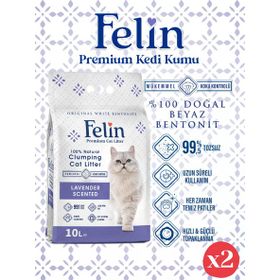 Felin Lavanta Kokulu Bentonit Topaklaşan 2x10 lt Doğal Kedi Kumu
