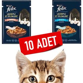Felix 10x80 gr Somonlu & Ton Balıklı Yaş Kedi Maması