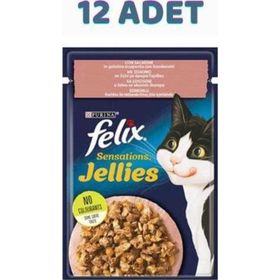 Felix 12x85 gr Sensations Somonlu Karidesli Jel Pouch Kedi Maması