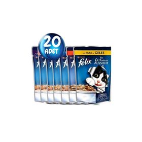 Felix 20x85 gr Paket Karışık Aromalı Pouch Yaş Mama