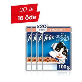 Felix 20x85 gr Somonlu Yetişkin Kedi Yaş Maması