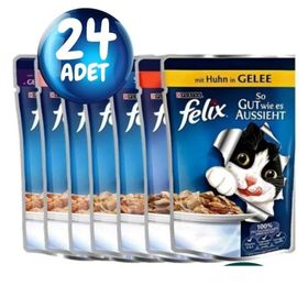 Felix 24x85 gr Karışık Aromalı Pouch Yaş Kedi Maması