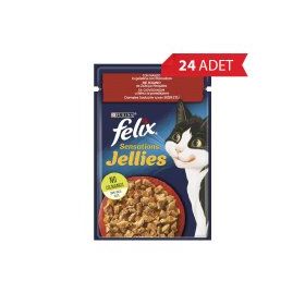 Felix 24x85 gr Pouch Jöle İçinde Sığır Etli ve Domatesli Yetişkin Kedi Konservesi