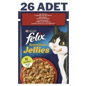 Felix 26x85 gr Sensation Sığır Etli Domatesli Kedi Konservesi