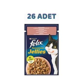 Felix 26x85 gr Sensation Somonlu Karidesli Jel Pouch Yetişkin Kedi Konservesi