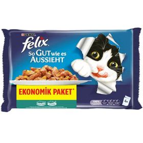 Felix 4x100 gr Morina Balıklı Ve Ton Balıklı Konserve Kedi Maması