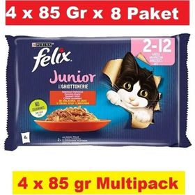 Felix 4X8X85 Gr Multipack Sığır ve Tavuk Etli Yavru Kedi Yaş Maması