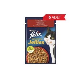 Felix 6x85 gr Pouch Jöle İçinde Sığır Etli ve Domatesli Yetişkin Kedi Konservesi