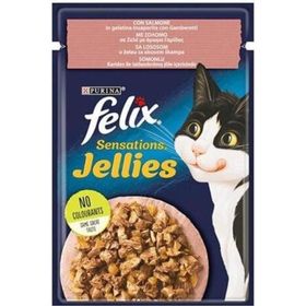 Felix 6x85 gr Pouch Sensation Jellies Somonlu ve Karidesli Yetişkin Kedi Konservesi