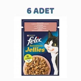 Felix 6x85 gr Sensations Somonlu Karidesli Jel Pouch Kedi Maması