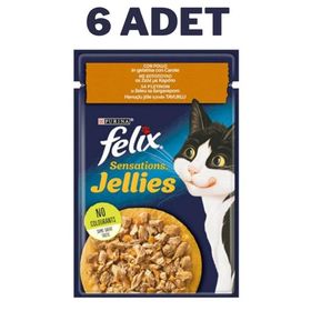 Felix 6x85 gr Sensations Tavuk Havuç Jel Pouch Kedi Konservesi