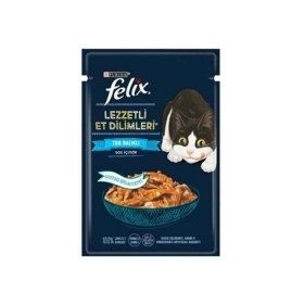 Felix 80 gr Sos İçinde Ton Balıklı Lezzetli Et Dilimleri Yetişkin Kedi Konservesi