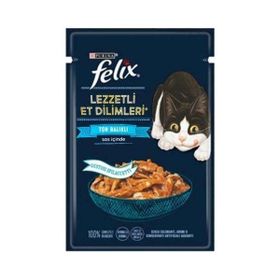 Felix 80 gr x 100 Adet Pouch Tasty Shreds Ton Balıklı Lezzetli Et Dilimleri Yaş Kedi Maması