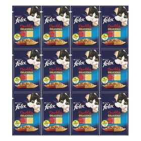 Felix Çifte Lezzet Sığır ve Tavuklu 12x85 gr Yaş Kedi Maması