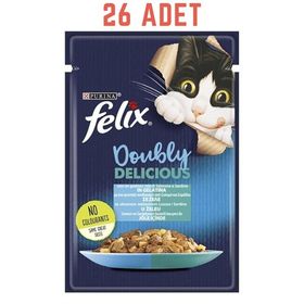Felix Çifte Lezzet Somonlu ve Sardalyalı 26x85 gr Yetişkin Kedi Maması